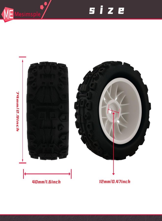 Mesimsple Pre-glued Wheel and Tires Nylon Branch Rim for Arrma 1/18 Granite Grom for 1/16 H16BM H16DR Series Upgrade Parts White - Image 5
